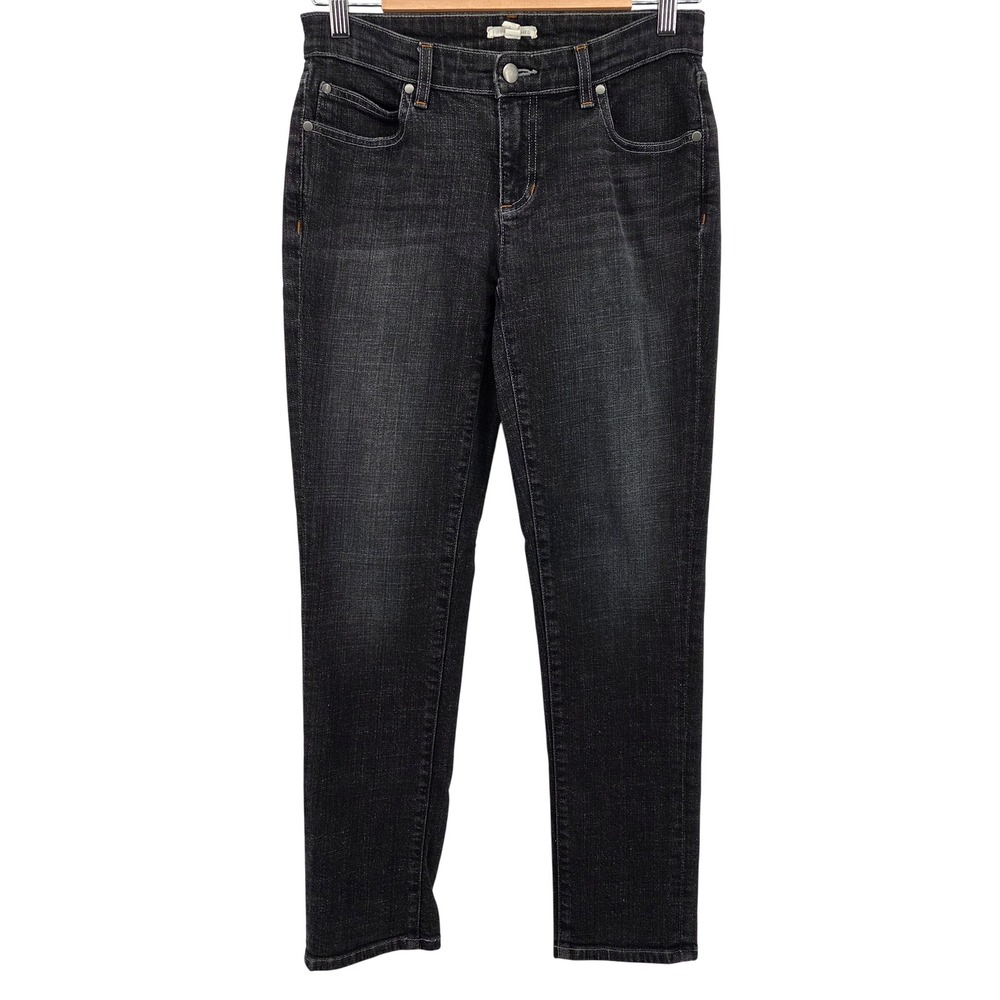 Eileen Fisher Black Skinny Jeans Stretch Denim‎ Tapered Quiet Luxury 0